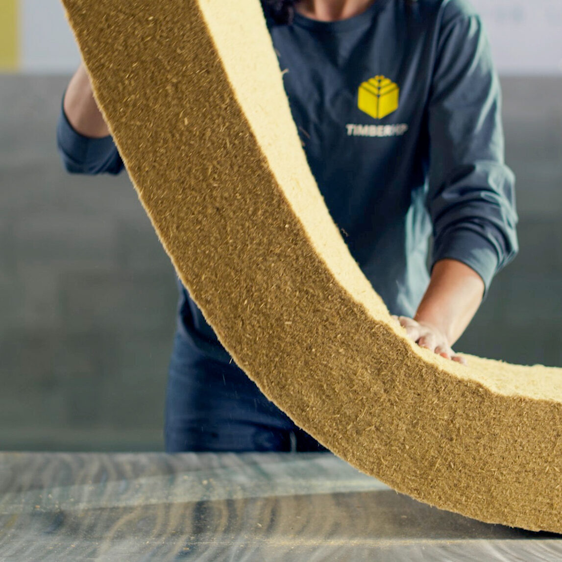 Wood Fiber Insulation made in America - TimberHP displays the timber batt flexible insulation. 